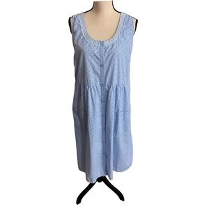 90s Basic Editions Jumper Dress Women’s Large Blue Polka Dot Prairie Farmhouse